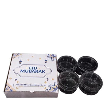 kardus packing hampers 4 toples bulat kue kering 500gram dus eflute putih eid mubarak ukuran 30x30x7