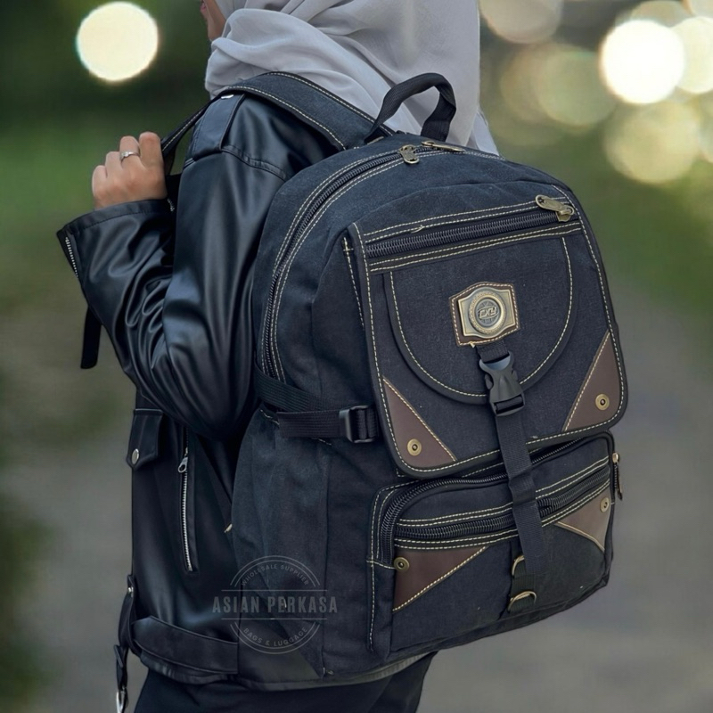 Ransel kanvas import Pria Ransel tas punggung casual pria ransel kanvas jumbo ransel kanvas tebal ra