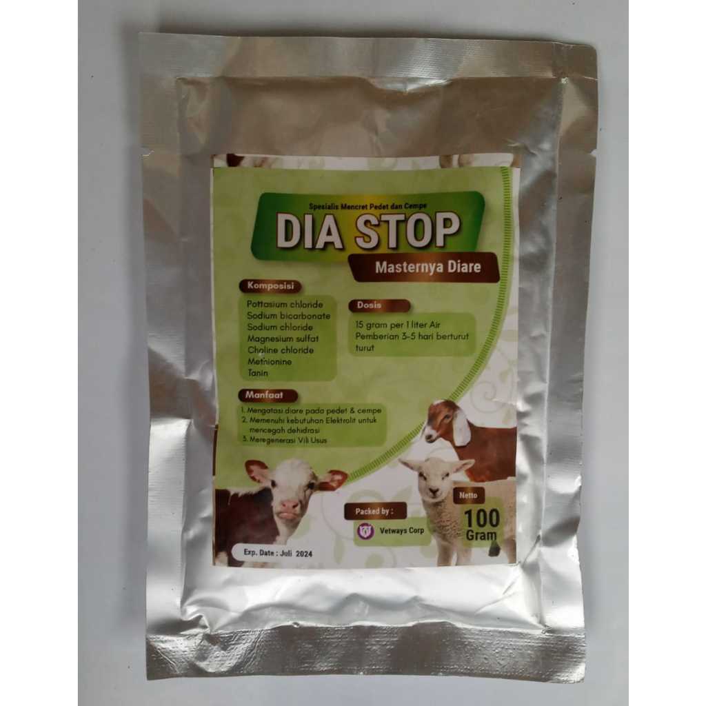 DIA STOP 100gr - Obat Diare Mencret Sapi Kambing Domba Pedet Cempe | 100 gr