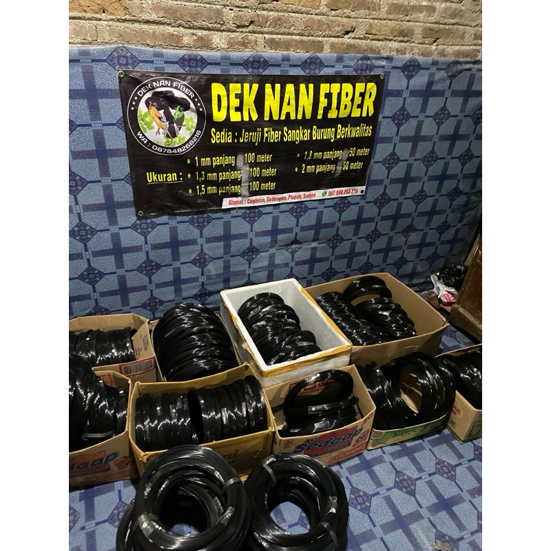 ruji fiber import 1,5 mm panjang  -+100 meter hitam glosy