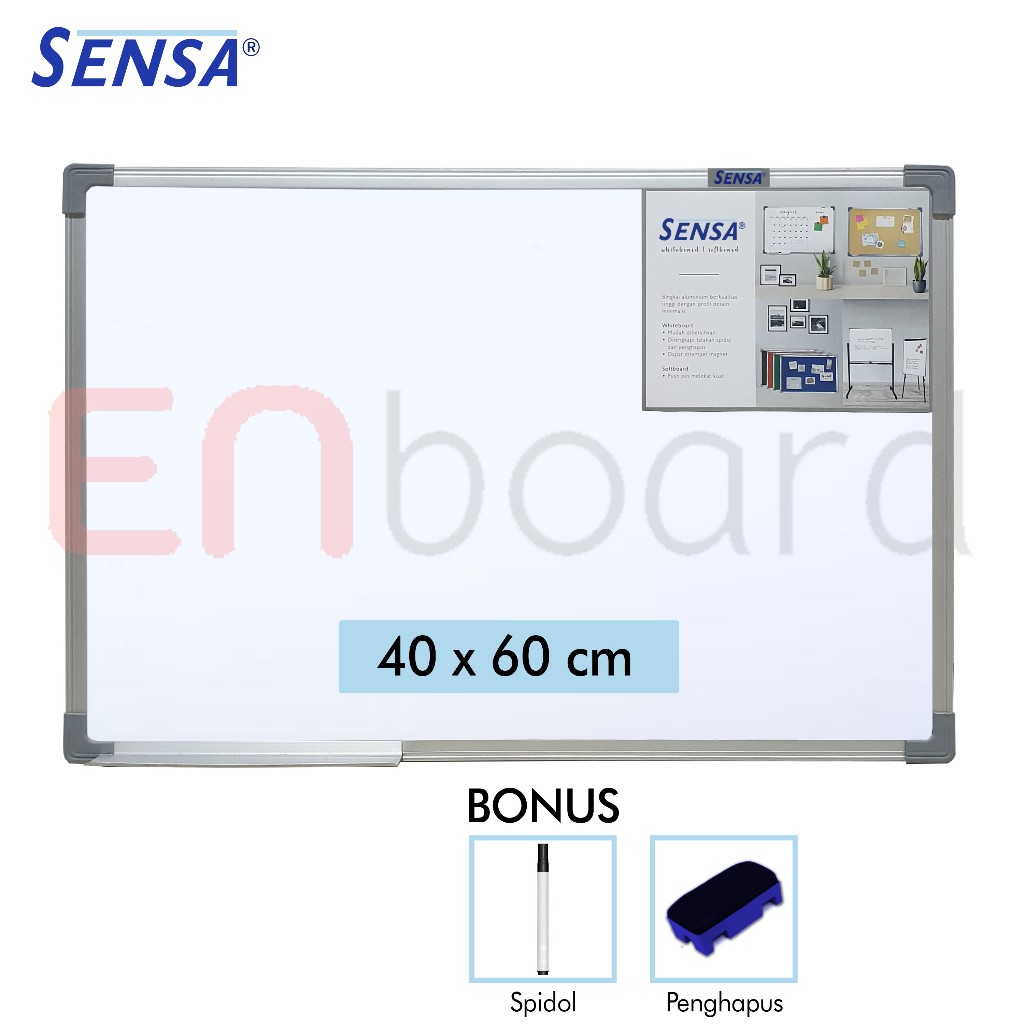 

Papan Tulis Whiteboard / White Board Gantung Single Face Sensa 40 x 60 cm