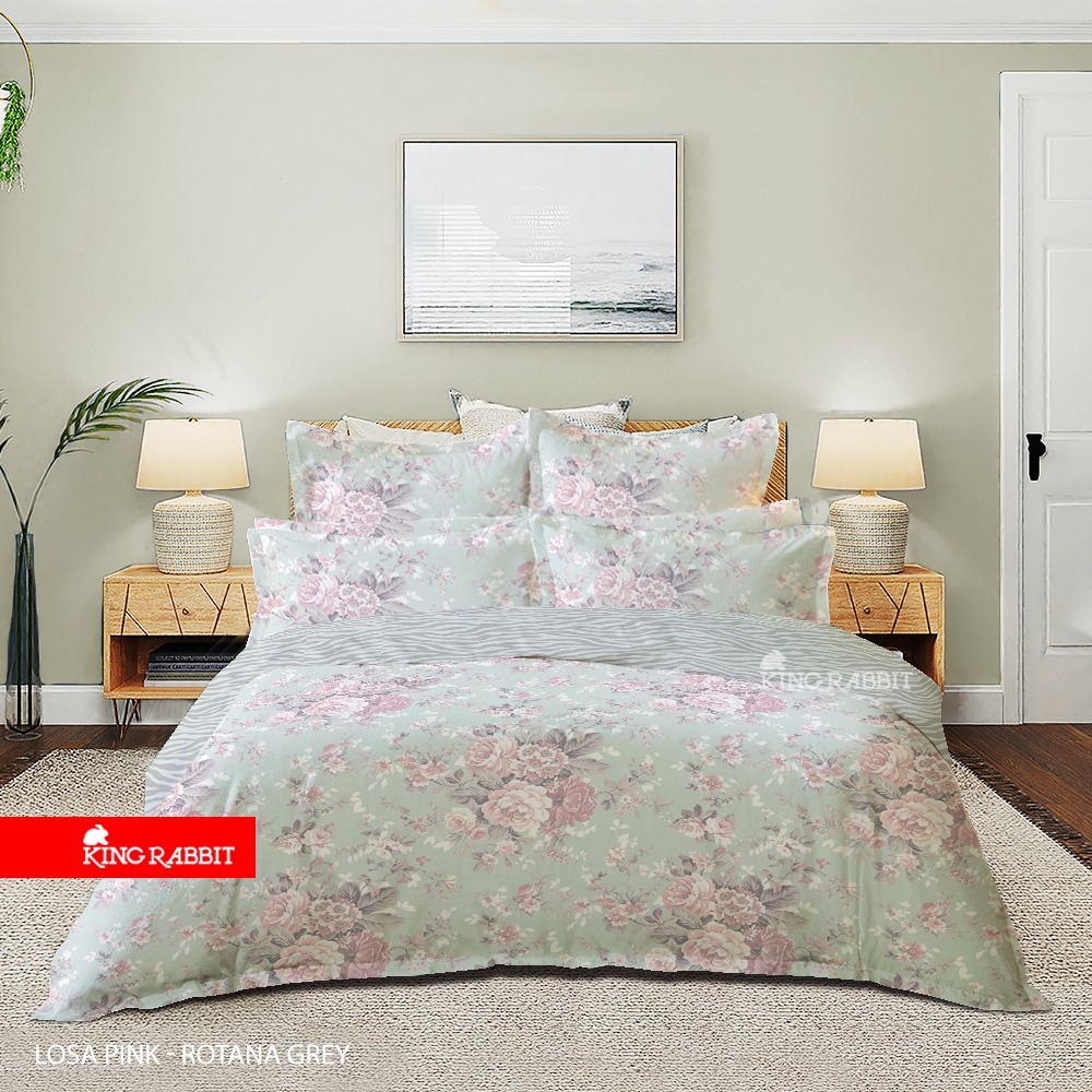 King Rabbit Organic Bamboo Velvet Complete Set Bed Cover & Sprei - Luxury Flower