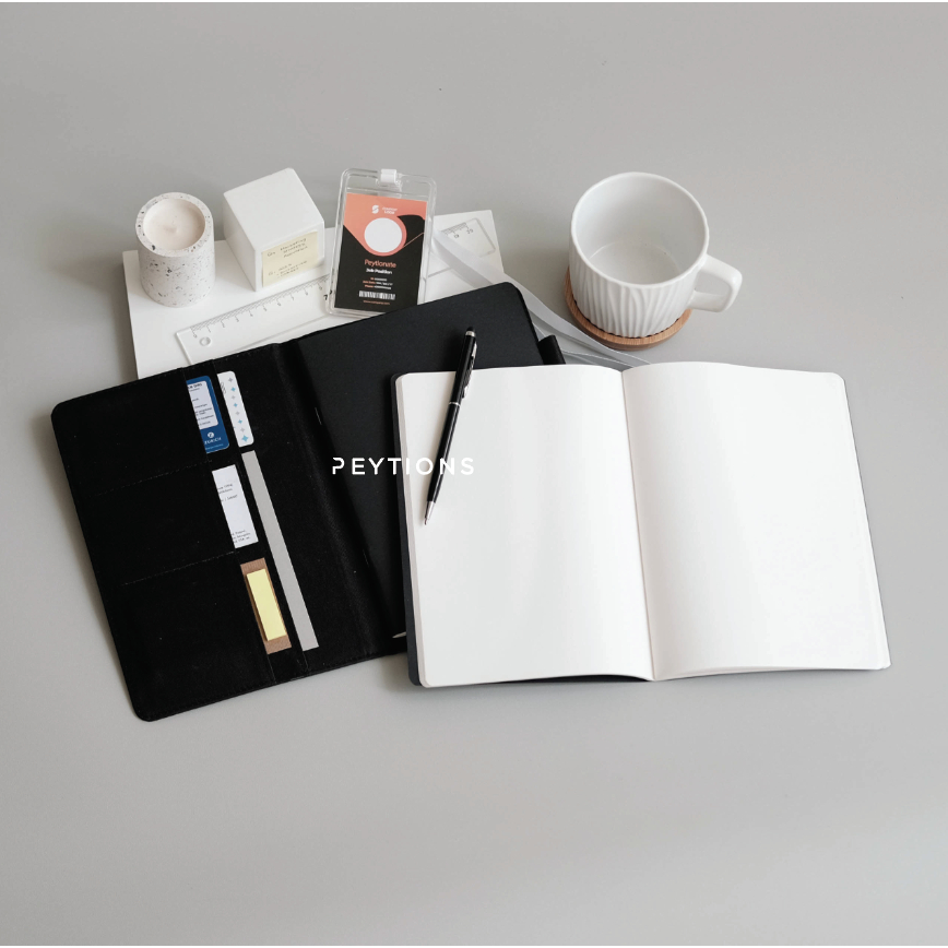 

PEYTIONS | reusable eco green custom logo A5 notebook isi ulang organizer buku catatan rapat dompet merchandise unik premium