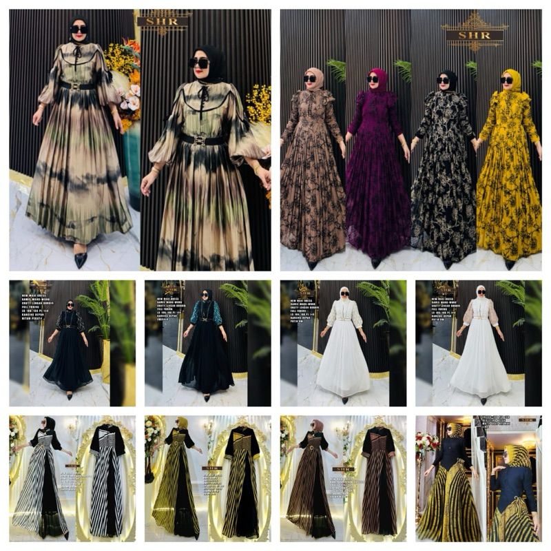 New SHR/syahira hijab maxy dress rempel bordir+maxy gradasi abstrak+maxy lengan bordir kotak+salur+ 