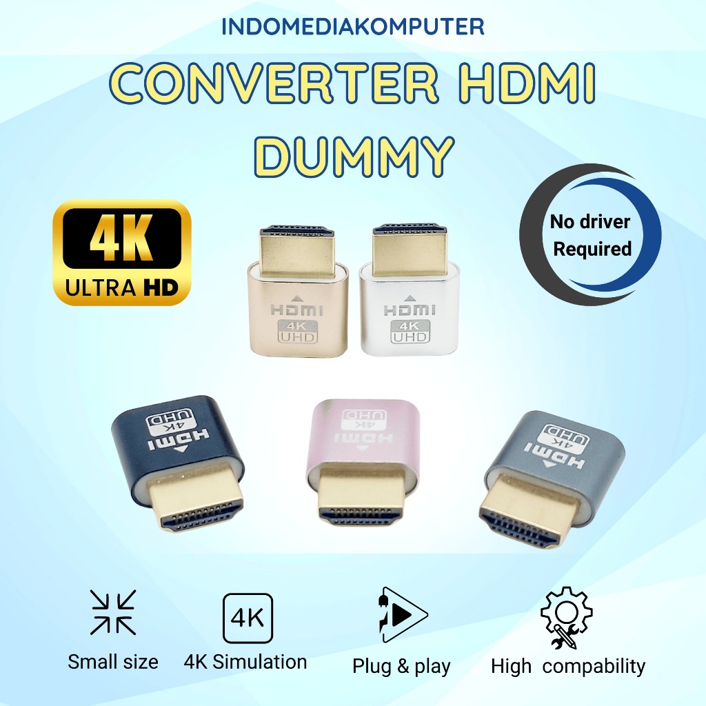 Converter HDMI Dummy 4K HDMI Dummy Plug 4K Virtual Display Adapter