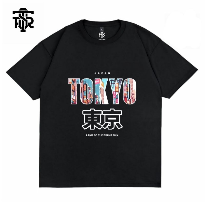 Tshirt Baju Kaos Distro Pria Wanita Streetwear Cotton Combed 24s Tokyo Black Tees Firasat Merch