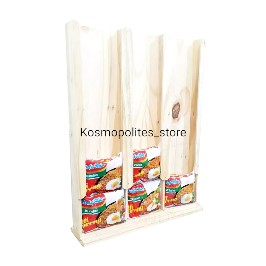 Rak Wadah Mie Instan/Display warmindo/rak indomie kayu