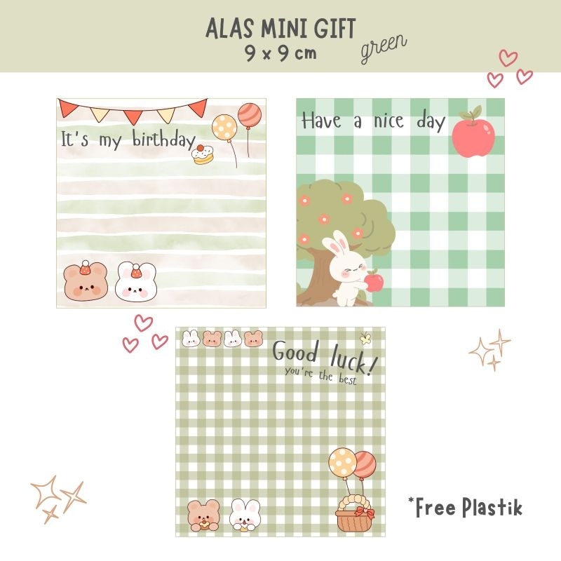 

ALAS MINI GIFT 9x9 cm GREEN/ALAS KERTAS MINI GIFT/ALAS PACKAGING