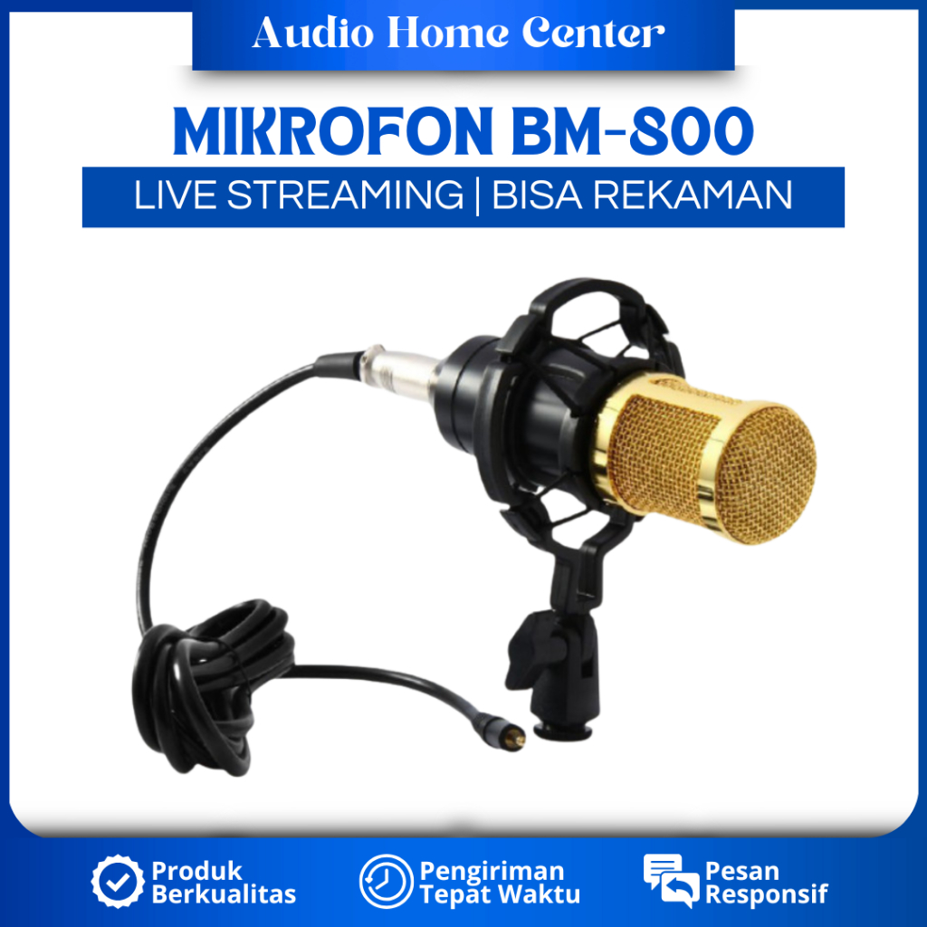 MICROPHONE BM-800 LIVE RECORDER MIKROFON KARAOKE AUDIO RECORDER MIC KABEL BM-800 MIC REKAMAN SUARA