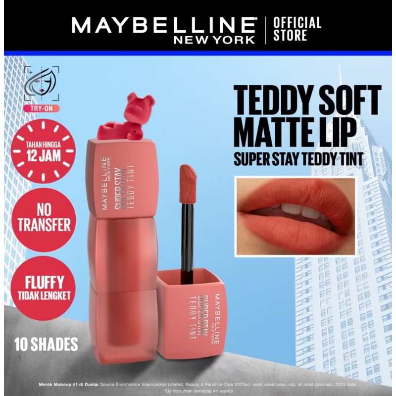 MAYBELLINE  Superstay Teddy Tint 5 mL - Teddy Soft Matte Lipstick Lipcream Lipstik Lip Tint