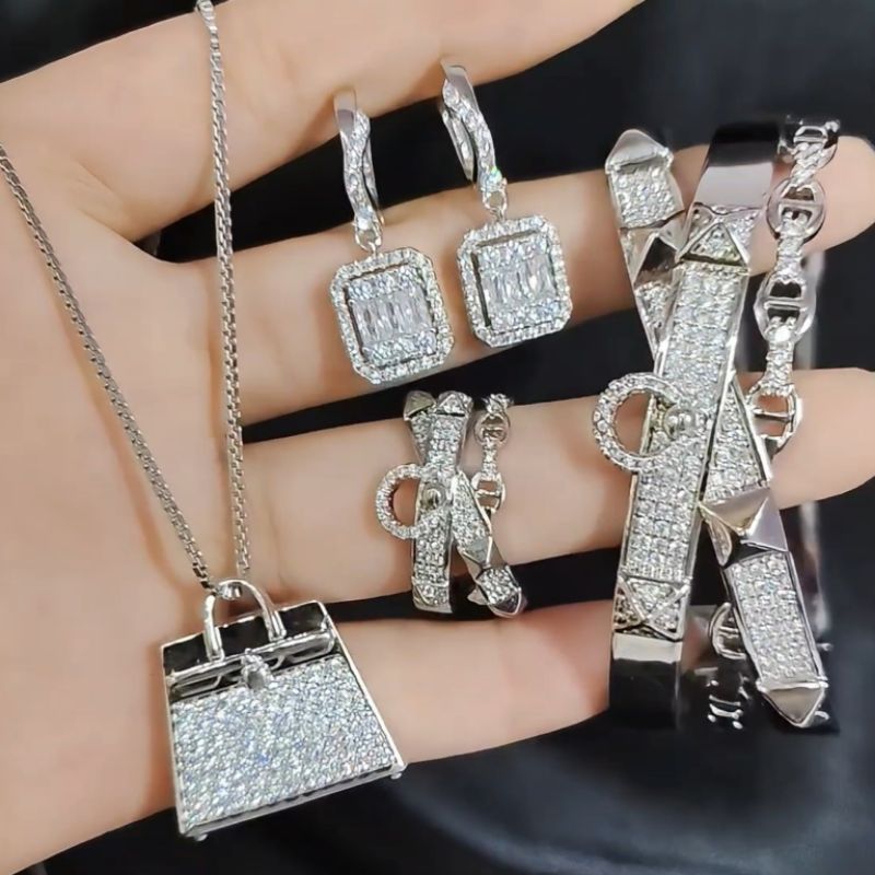 xuping88 set sultan mewah berkualitas silver lapis emas motif tas full mata