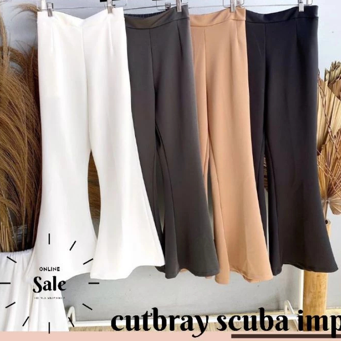 Terlaris Celana Cutbray Wanita  Celana Cutbray Scuba Cutbray Scuba Pants Import