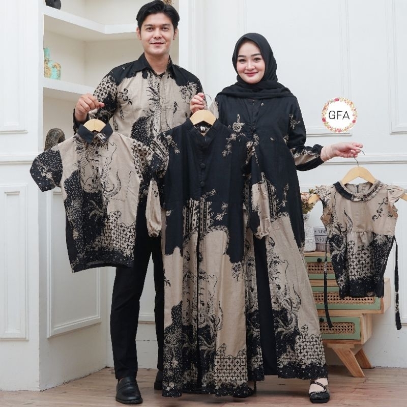COUPLE FAMILY GAMIS BATIK BUSUI JUMBO KEMEJA LENGAN PANJANG HEM BATIK MODERN LENGAN PENDEK SARIMBIT 
