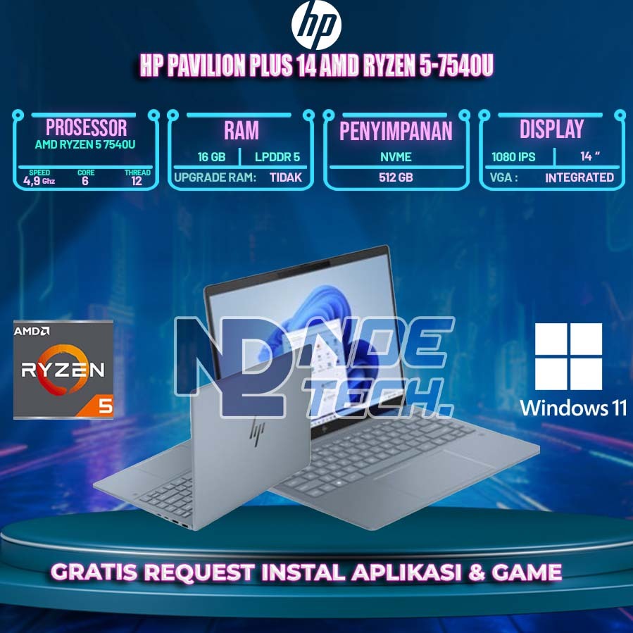 HP Pavilion Plus 14 AMD Ryzen 5-7540U