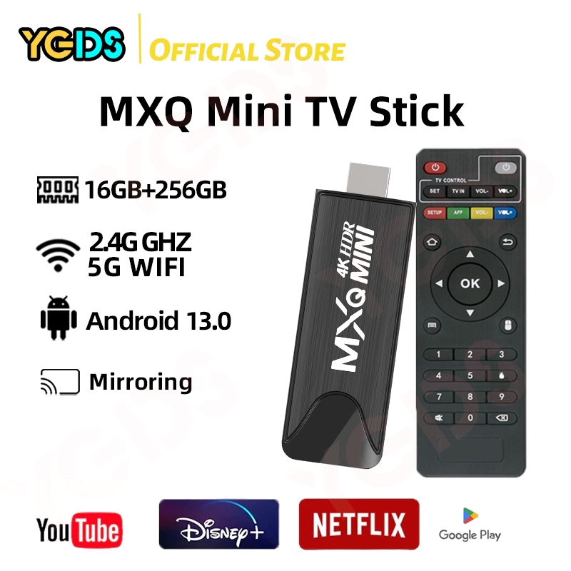 YGDS MXQ Mini Smart TV Stick 4K 5G WiFi 16+256 Android 13.0 Netflix/Youtube TV Stick Mini Android Tv