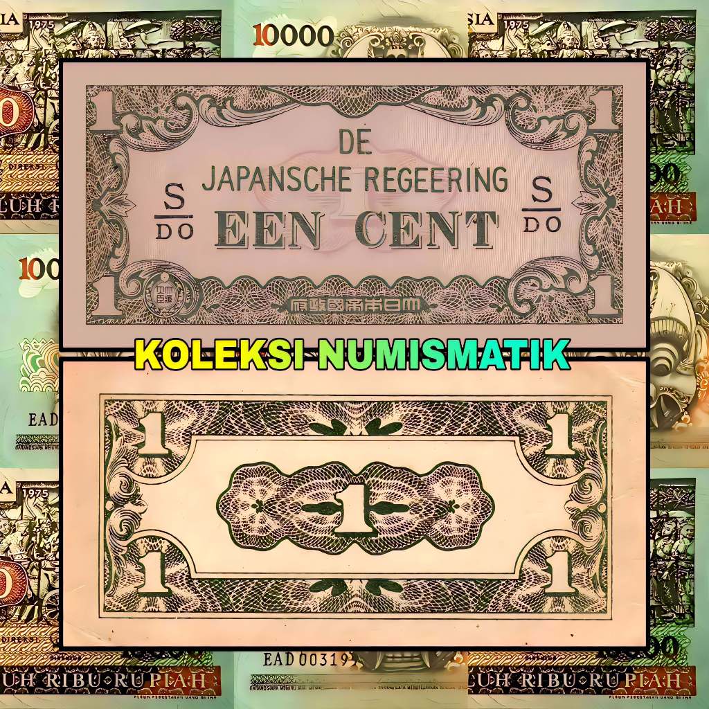 SOUVENIR UANG KERTAS KUNO DAI NIPPON 1 SEN GULDEN REGEERING 1942