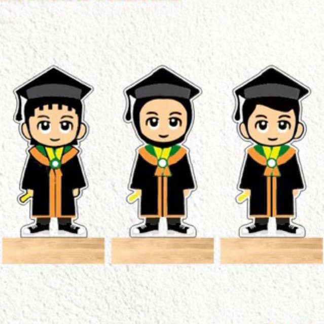 Piala Wisuda Akrilik Tatakan Kayu Custom Warna Plakat Wisuda Tatakan kayu