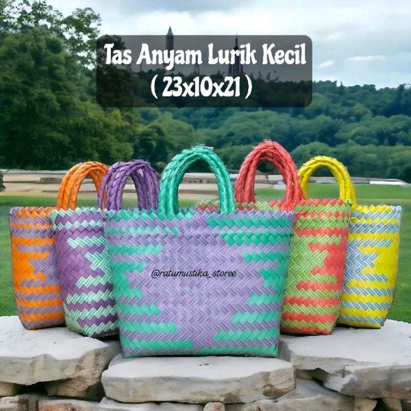 Tas Anyam Plastik Lurik / Tas Belanja / Tas Anyaman Tas Jinjing Kecil