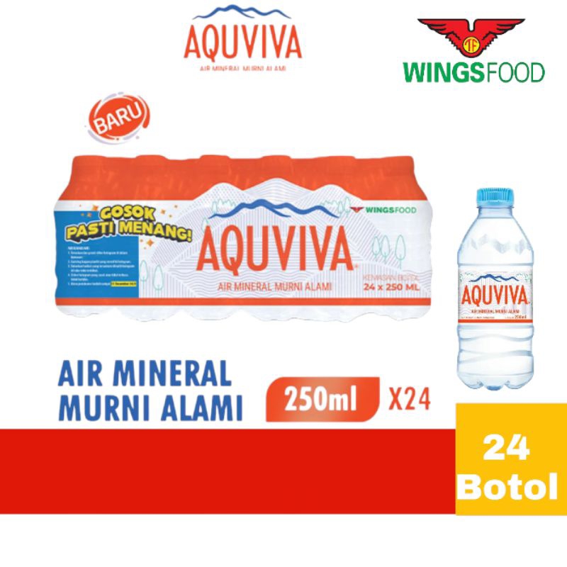 

Air Mineral Murah AQUVIVA 250ml 1 dus isi 24 Botol Kecil Dari WingsFood