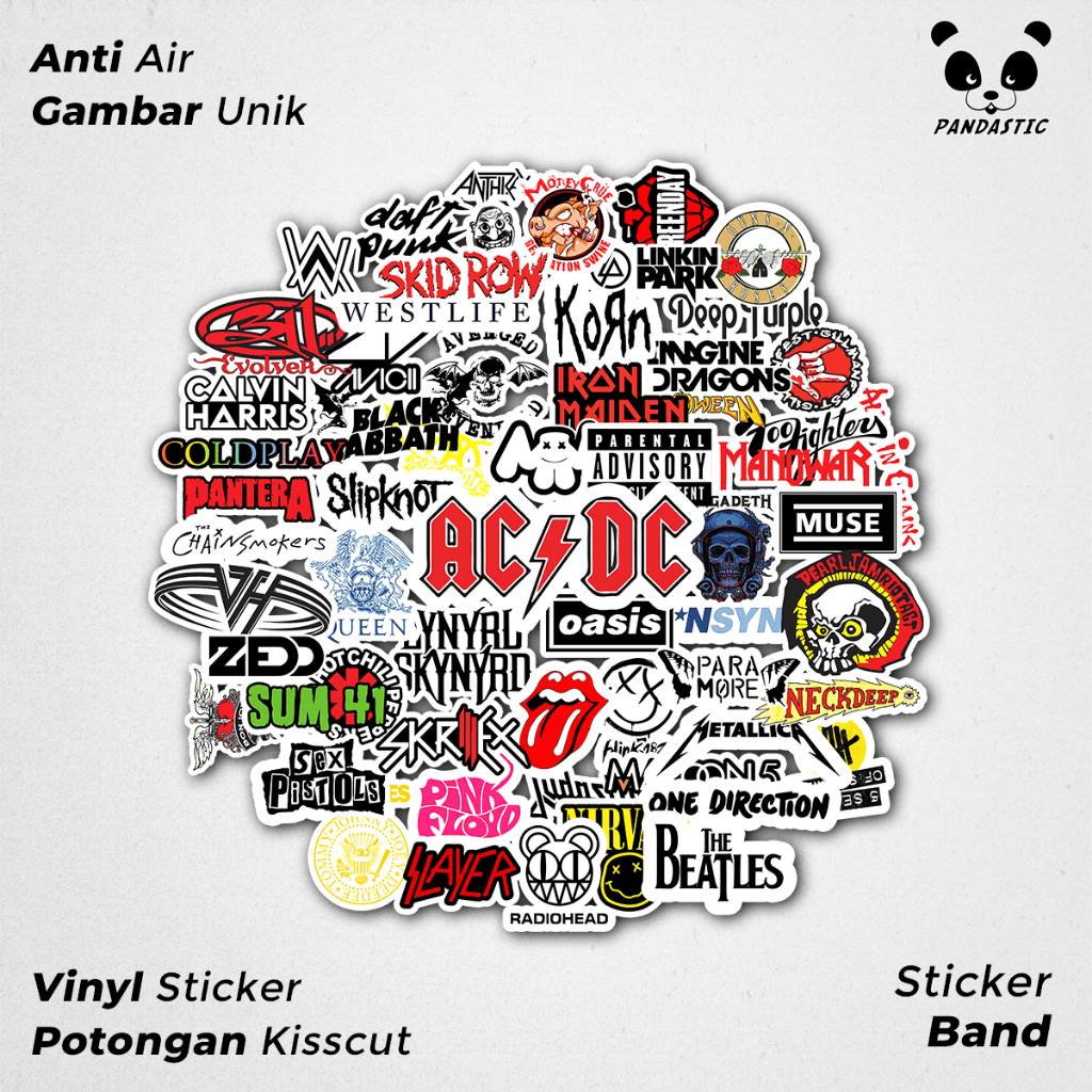 

Stiker Tempel Band Keren Paper Vinyl Dekorasi Laptop Koper Tumbler Kulkas DIY
