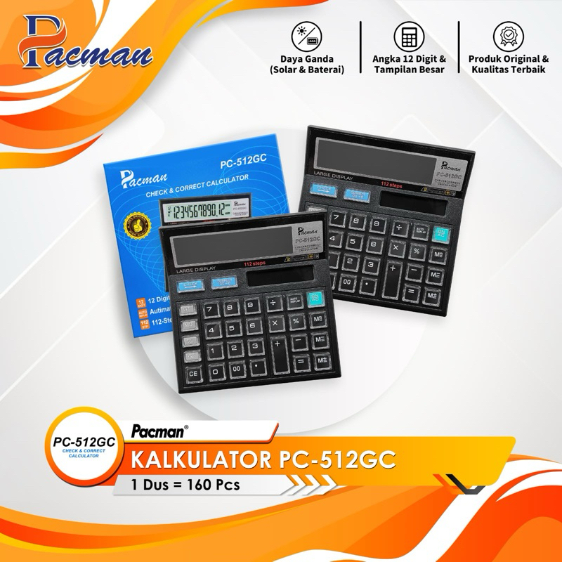 

Kalkulator PC - 512 GC | Calculator 12 Digit | Automatic Replay | Solar Energy & Battery