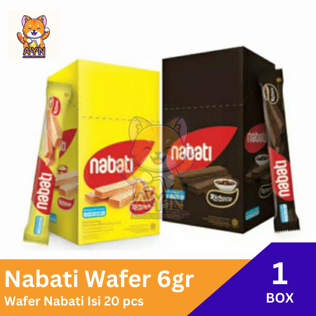 

Nabati Wafer Box 6 gr Keju / Cokelat [ 1 box isi 20 pcs ]