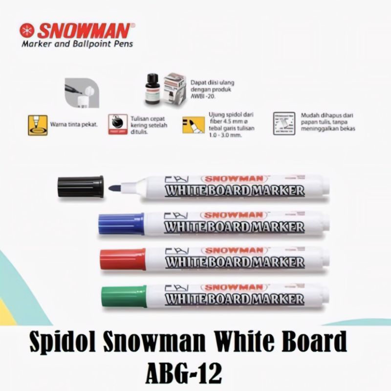 

SNOWMAN Whiteboard Marker ABG-12 Spidol Whiteboard