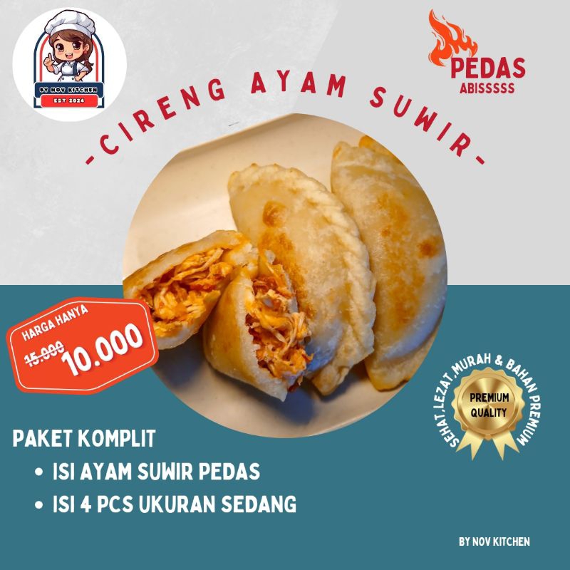 

cireng isi Ayam suwir pedas badas isi 4 pcs sedang - bynovkitchen