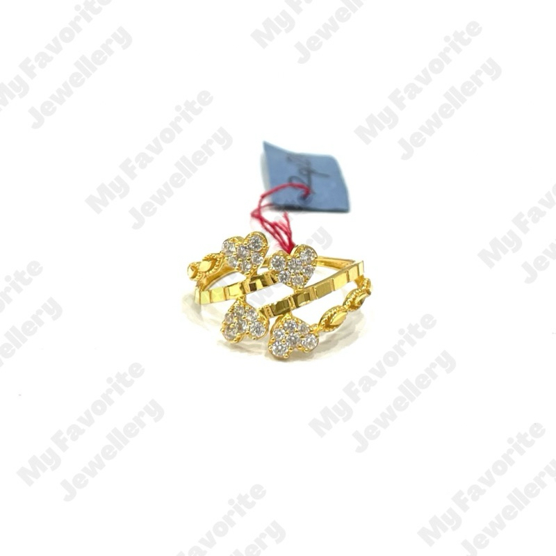 Cincin Silang Love Variasi AD Uk13 Cincin Emas Asli Kadar 875