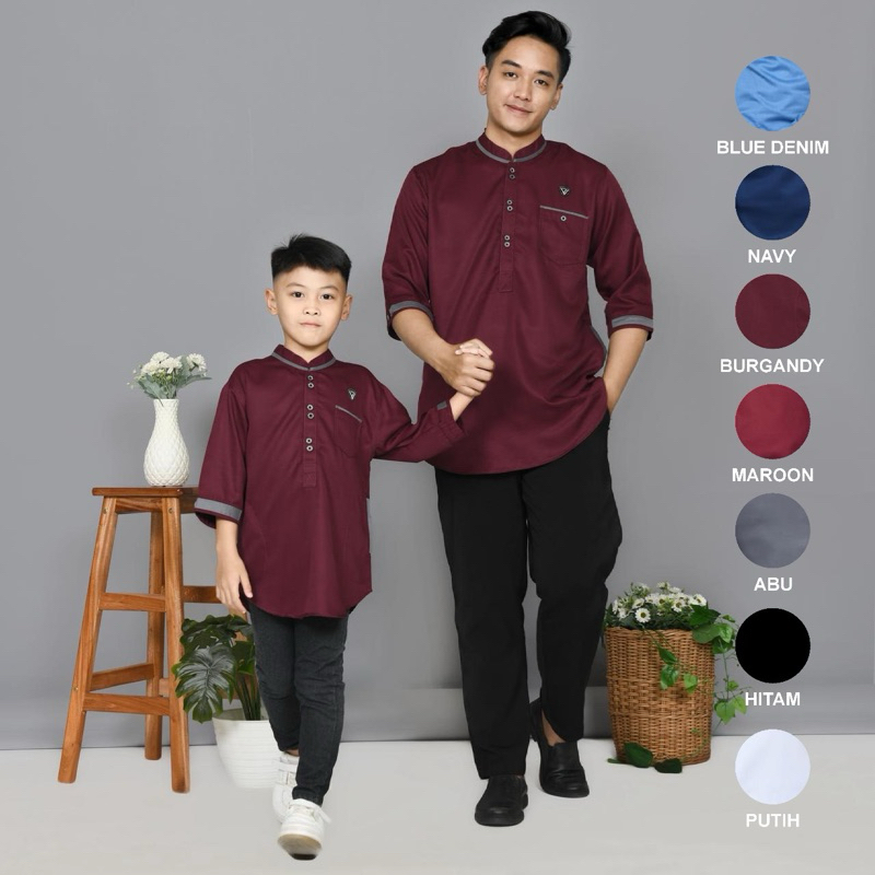 KOKO QURTA PAKISTAN Baju Koko Kurta Pria Lengan Panjang Bahan Toyobo Deluxe Tersedia Warna Putih Nav