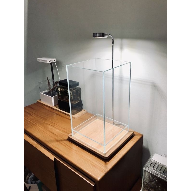 Tatakan kayu jati fishball toples aquarium bulat x Terrarium Aquascape