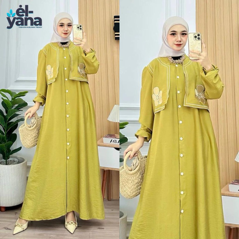 Gamis MIDI TIFANI  BORDIR BUNGA  BUSUI murah
