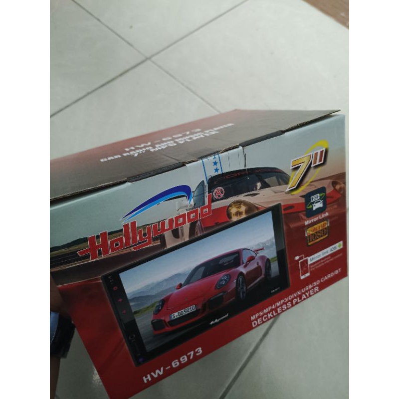 Head Unit Double Din MP5 7 inch Mirror Link Hollywood HW6973 Bluetooth Full Glas Touch Screen Body S