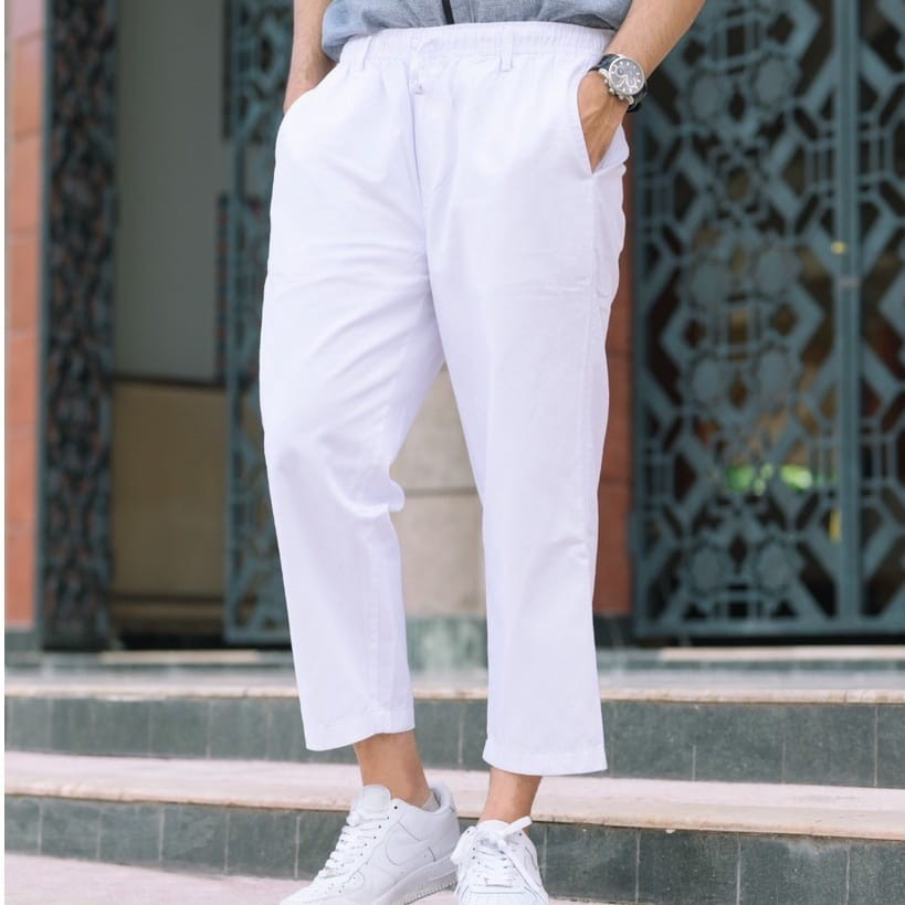 Celana Sirwal Pria Dewasa Basic Casual Shafwan Muslimadani Putih L XL