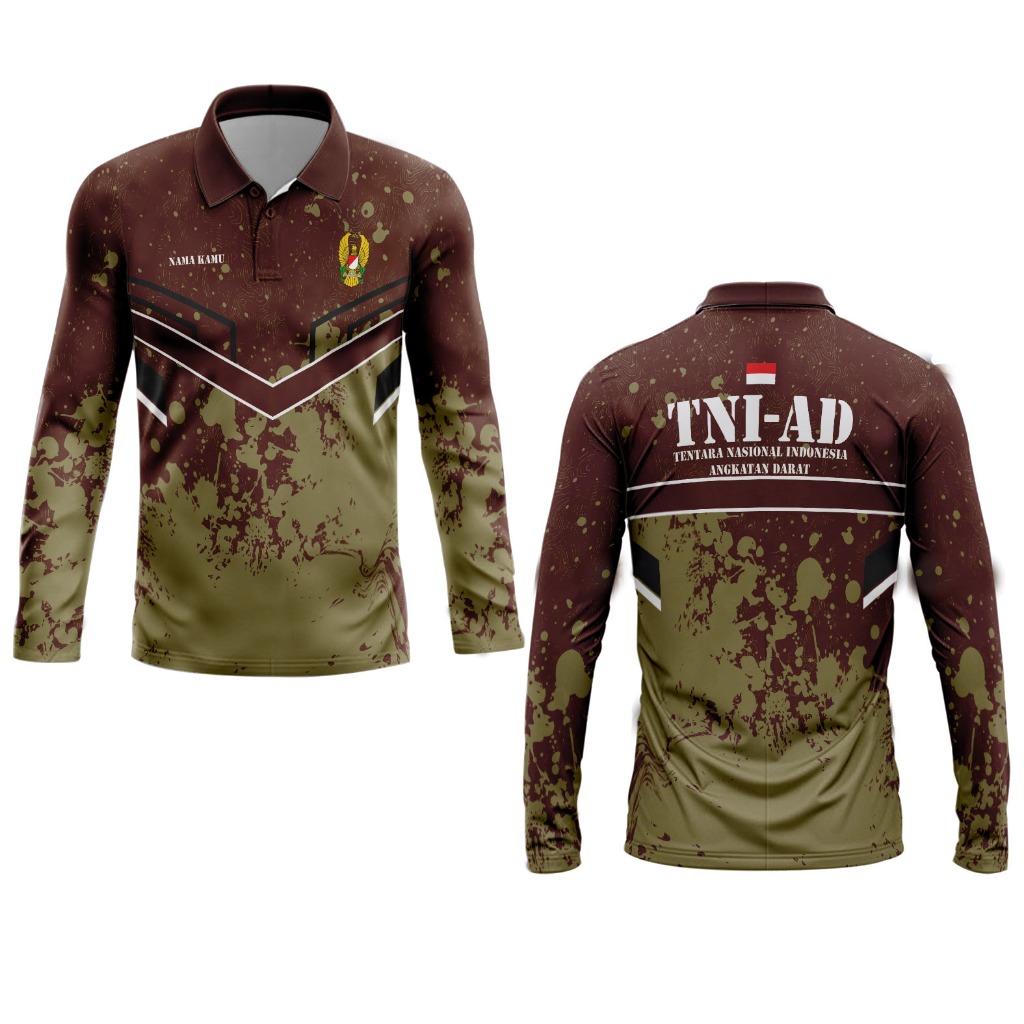 Kaos Baju Jersey/Model ''TENTARA NASIONAL INDONESIA  /Fullprint Kaos Polo - TNI AD-  LORENG COKLAT -