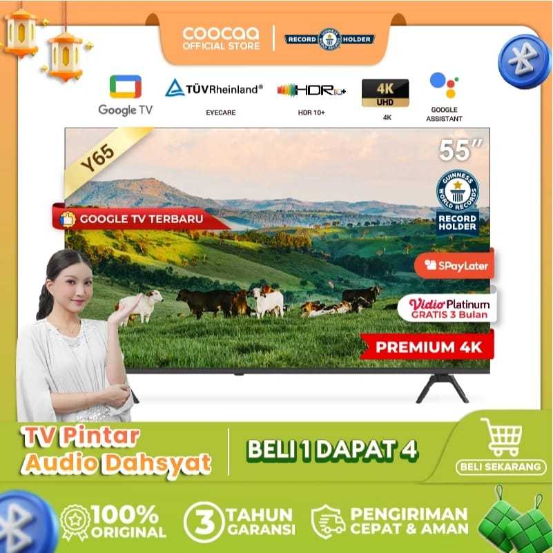 NEW COOCAA 55 inch GOOGLE TV Smart TV 4K UHD Dolby Audio / COOCAA 55Y65