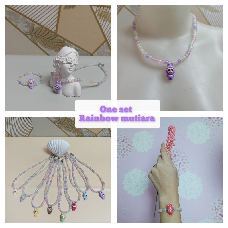 One Set Rainbow Mutiara Labubu