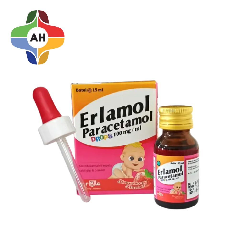 Erlamol Drops 15 ml / ERLAMOL Paracetamol / Paracetamol Drop / Penurun Demam Bayi / Apotek Hutama