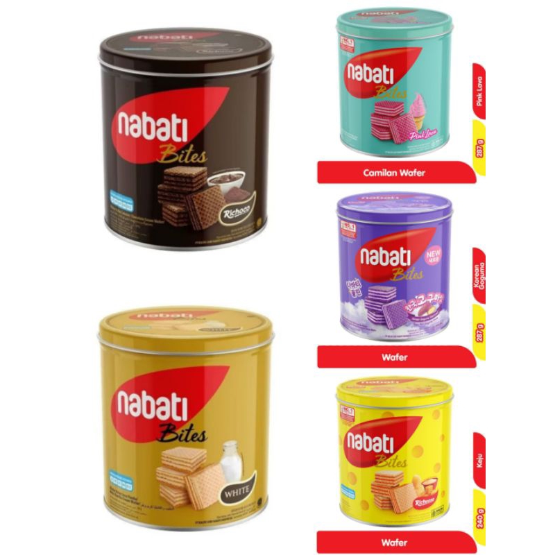 

Nabati Bites Richeese Wafer Kaleng Korean Goguma | Coklat | Keju | Pink Lava 240gr