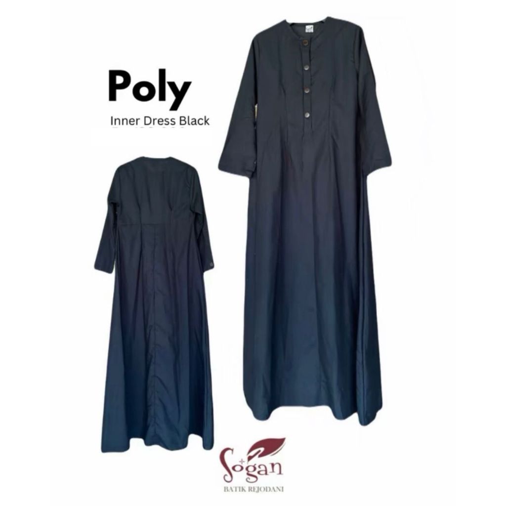 Poly Inner Dress Hitam Polos by SOGAN BATIK