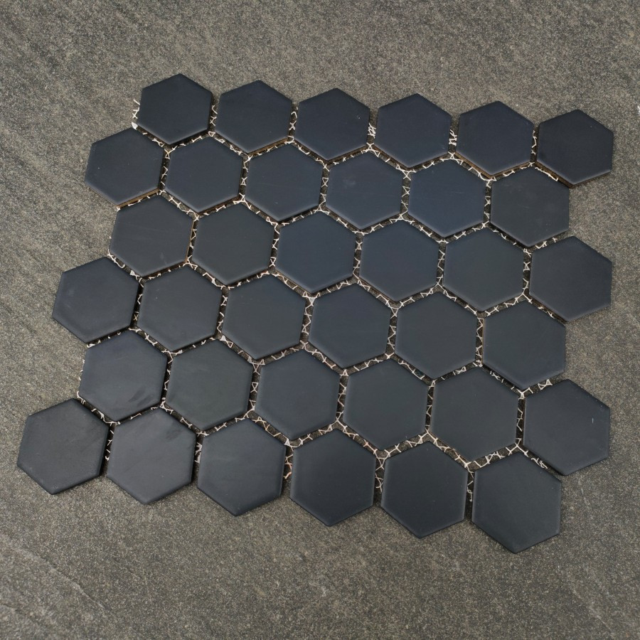Keramik Mosaic Mozaik Interior Ruangan Minimalis Dekorasi Dinding Lantai Dapur Hitam Doff - Mosaic M