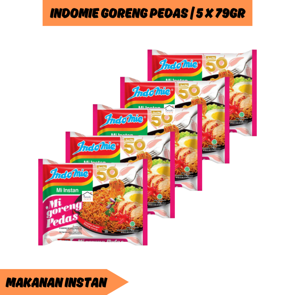 

5PCS Indomie Goreng Pedas Mie Instan Lengkap dengan Bawang Goreng
