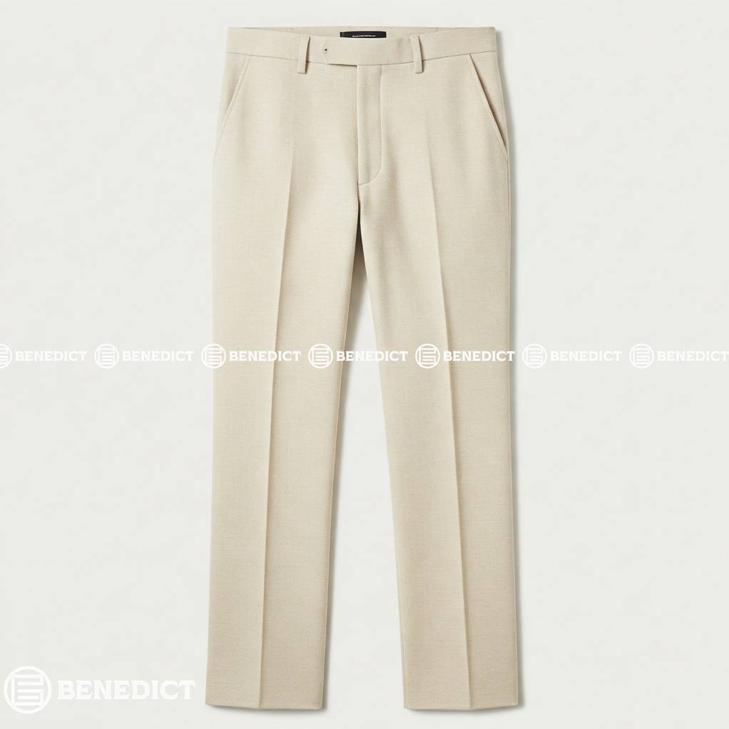 BENEDICT - Celana Bahan Formal Pria Slimfit Bahan Dasar Kain Woll Cream