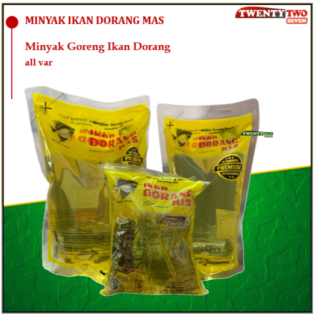 

Minyak Goreng Ikan Dorang Mas 450ml 1ltr/950ml 2ltr/1900ml
