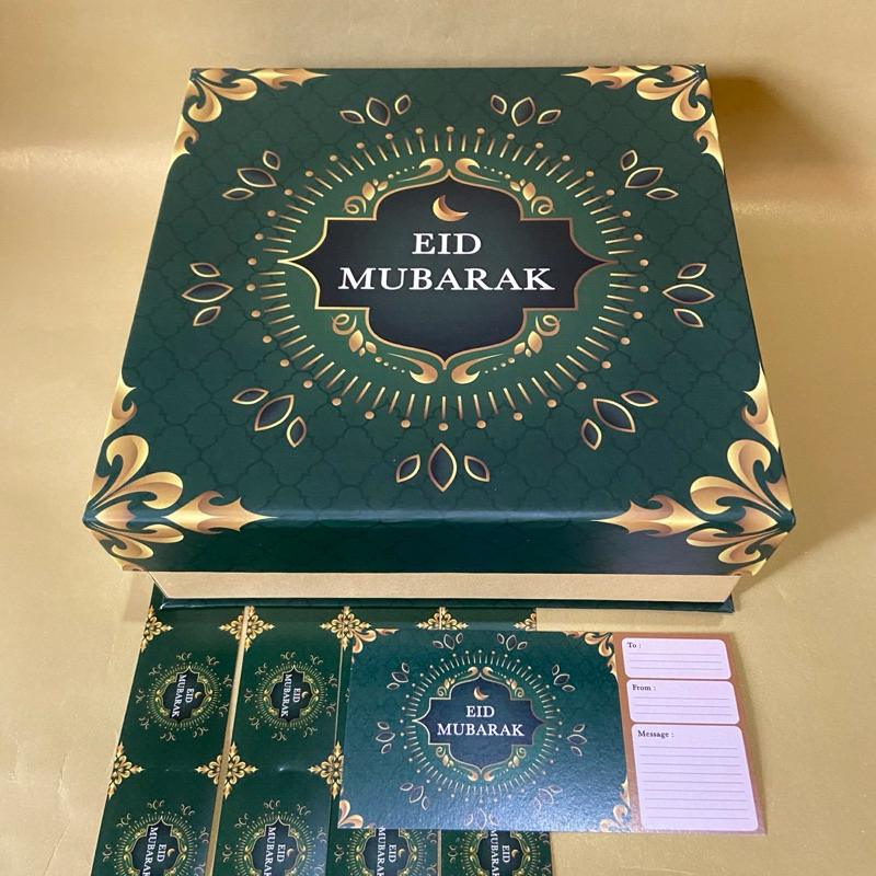 

BOX LEBARAN KUE LAPIS/ HARDBOX KUE KERING LAPIS 23 x 23 x 8 EID MUBARAK