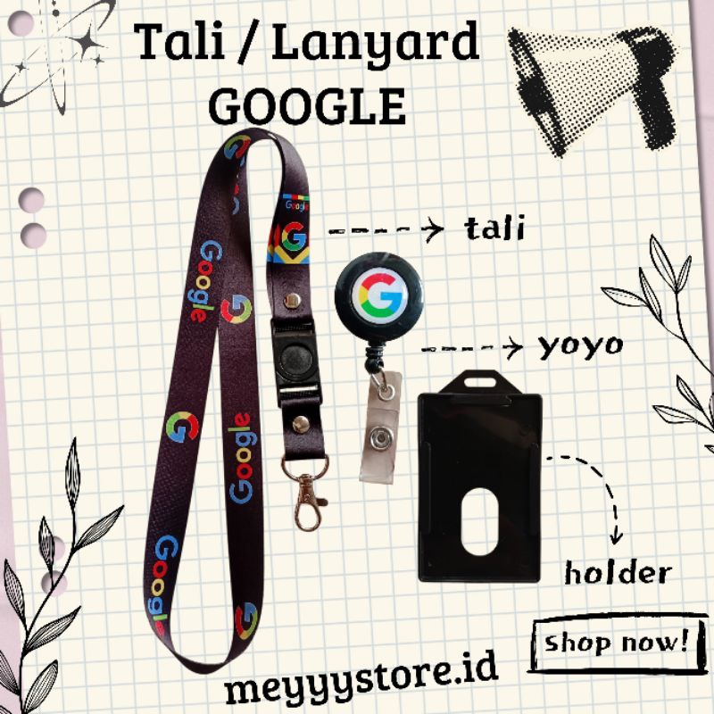 

READYYY Tali Gantungan ID CARD / Lanyard GOO GLE [STOCK MELIMPAH] Termurahhh Harga Grosir!