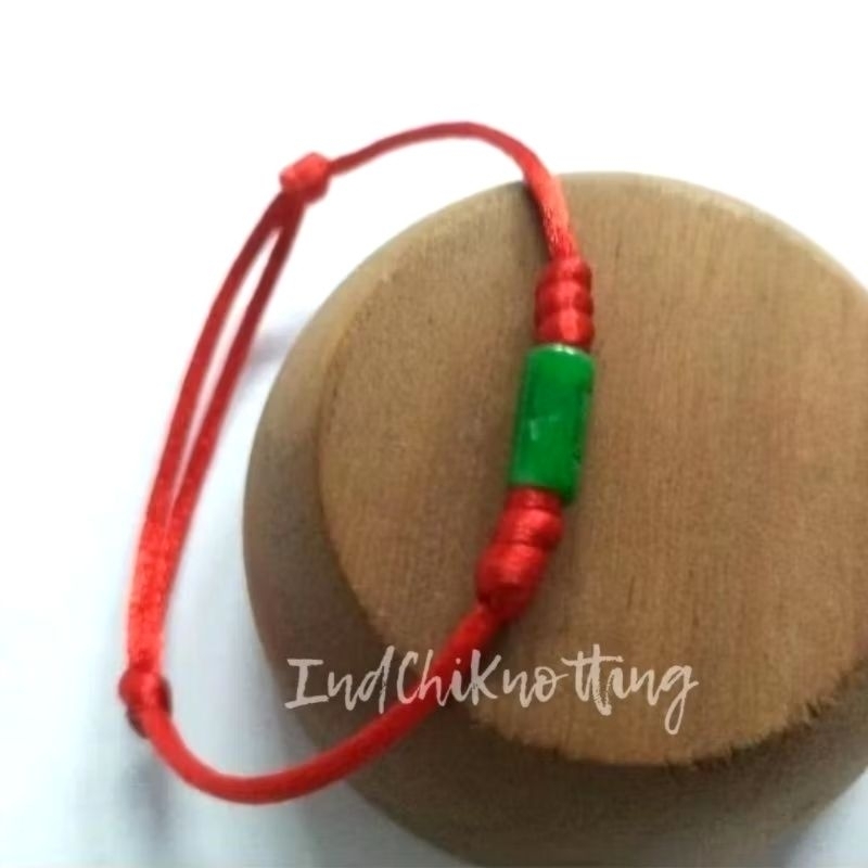 [IndChiKnotting] Gelang Giok Asli Bambu Hijau Mix Tali Merah