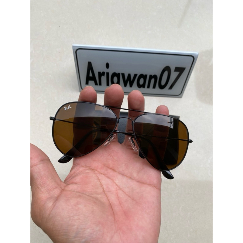 kacamata Ray-Ban aviators frame hitam kaca coklat
