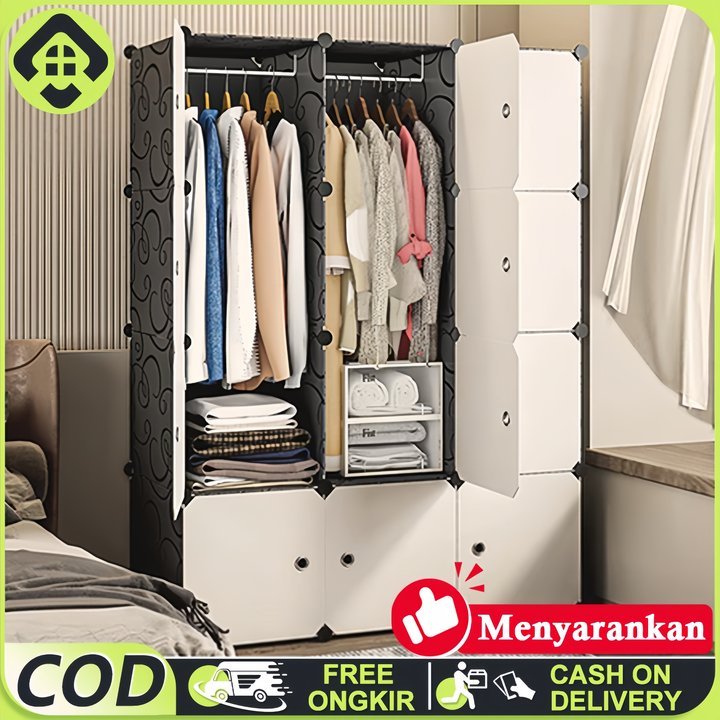 {PENGIRIMAN 24 JAM} Lemari Pakaian Plastik Penyimpanan Lemari untuk Menyimpan Pakaian Dewasa dan