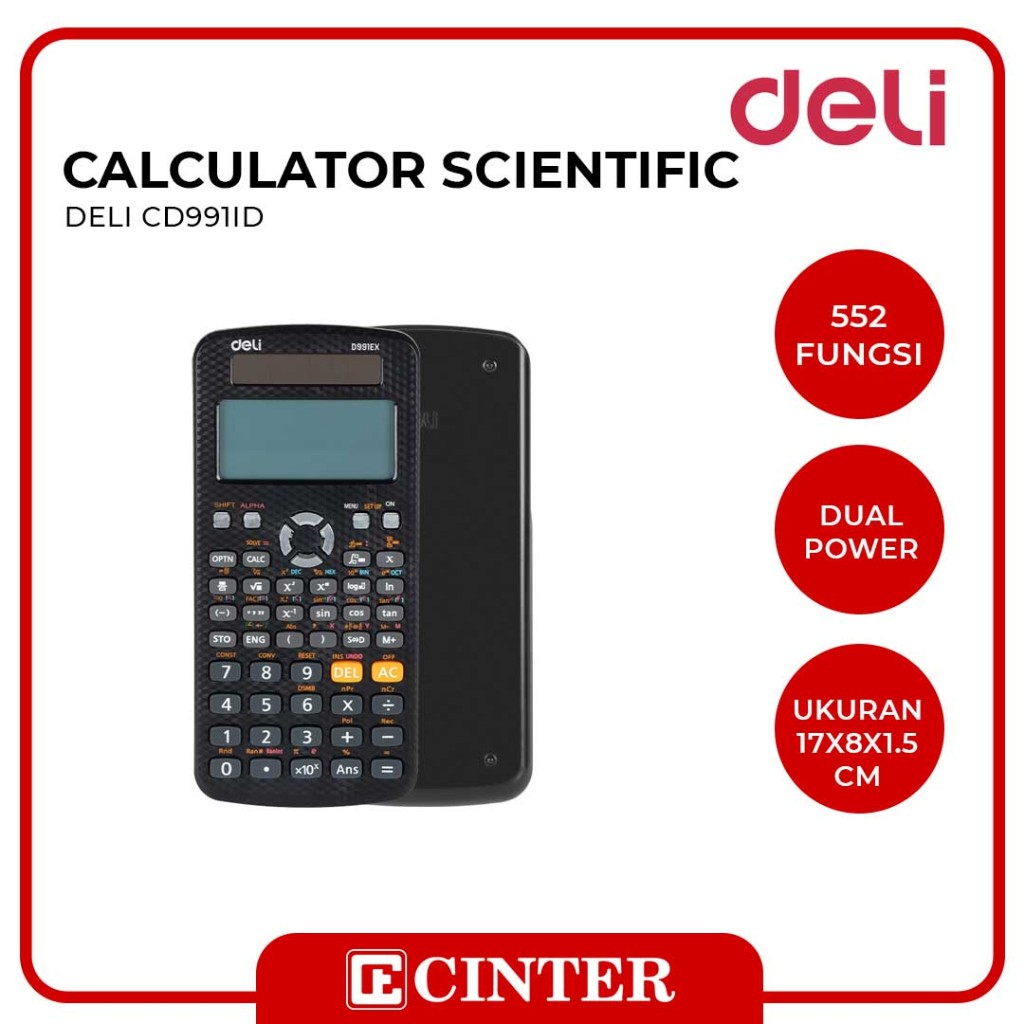 

DELI - CALCULATOR SCIENTIFIC / KALKULATOR ALAT HITUNG ILMIAH / KALKULATOR CD991ID BLACK